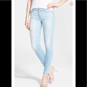 Paige Verdugo Crop Distressed Light Wash Jeans 28